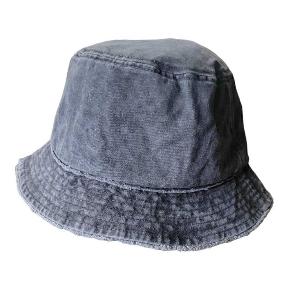 David And Young Distressed Bucket Hat Grey Cotton Y2K